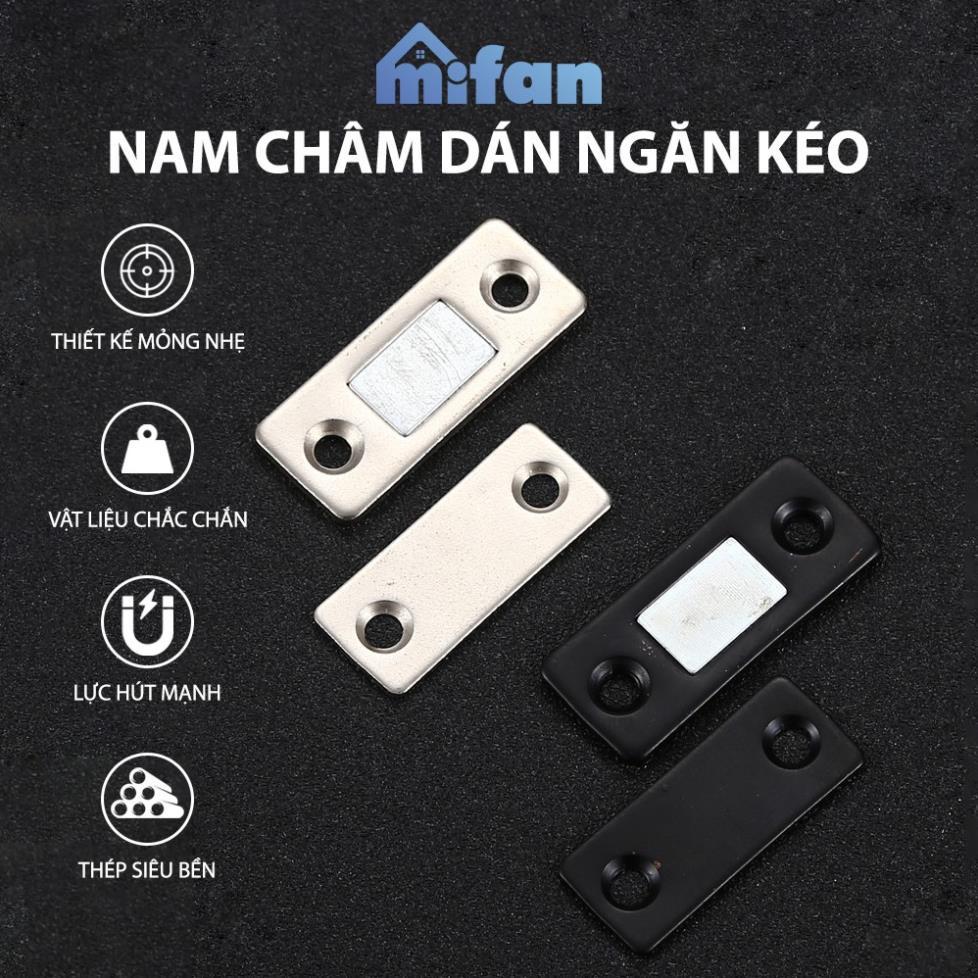 Nam Châm Gắn Cửa Lực Hút Cực Mạnh MIFAN - Thép Siêu Bền, Keo 3M - Dán Chốt Tủ Quần Áo, Ngăn Kéo, Cửa Ra Vào Tiện Lợi