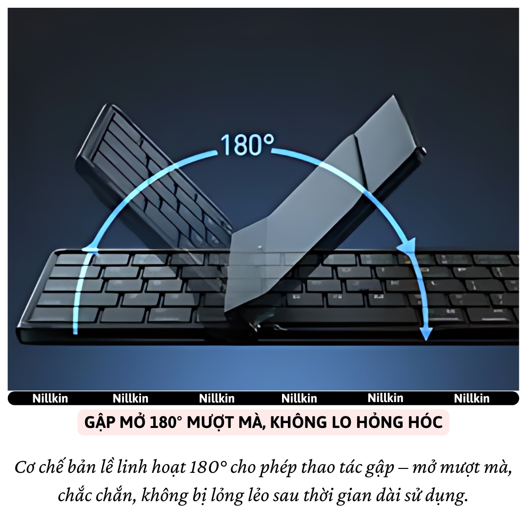 Bàn phím gấp gọn di động không dây bluetooth V5.2 tích hợp trackpad &amp; phím số hiệu Nillkin Cube Pocket - Nhỏ gọn, mỏng nhẹ, phím tắt thông minh, hỗ trợ Androids &amp; iOS, gõ thoải mái cho iPad cho iPhone, máy tính bảng, cho macbook, laptop - hàng nhập khẩu