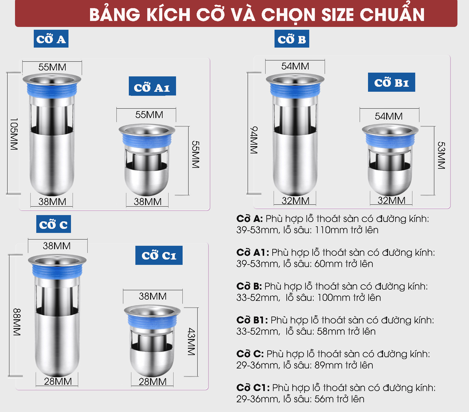 Phụ kiện Ngăn mùi nhà tắm - INOX 304 lắp thoát sàn chống mùi hôi ngăn vi khuẩn trào ngược lên – DH2011