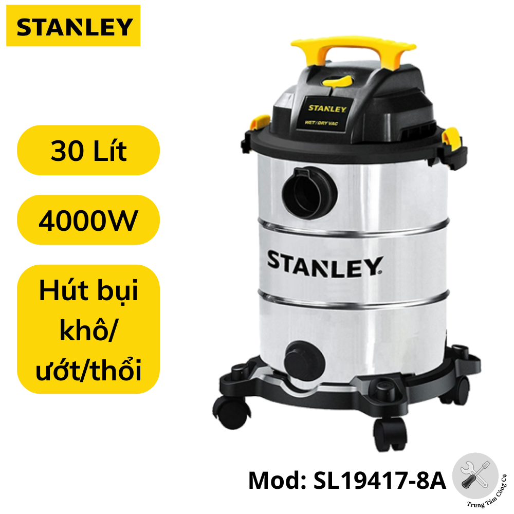 Máy hút bụi Công nghiệp 3 chức năng Stanley SL19417-8A, dung tích 30L, công suất 4000W (5.5HP)-Hàng Chính Hãng