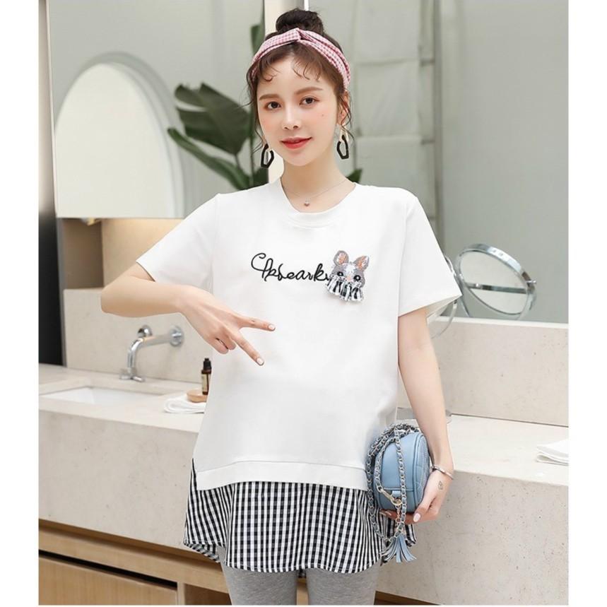 Áo Bầu công sở chất cotton phối vạt siêu xinh mặc đi làm đi chơi đều xinh - áo bầu xinh - Tổng kho váy bầu