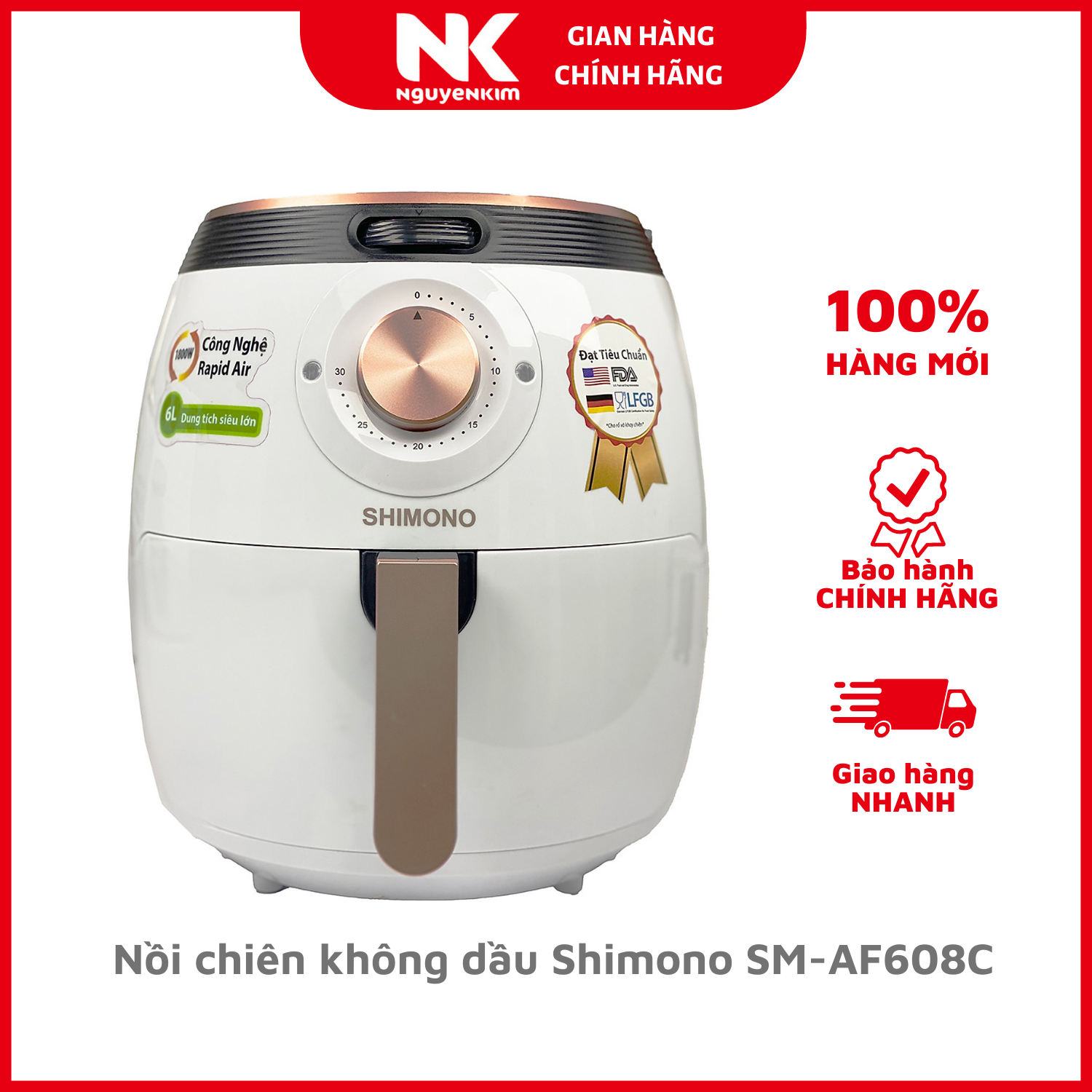 Nồi chiên không dầu Shimono SM-AF608C - Hàng Chính Hãng