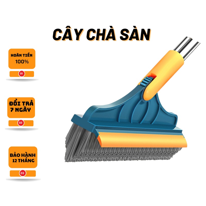 Cây chổi cọ sàn nhà vệ sinh dododios-S1 thông minh, bàn chải chà sàn nhà tắm và gạt nước đa năng cao cấp cán nhôm
