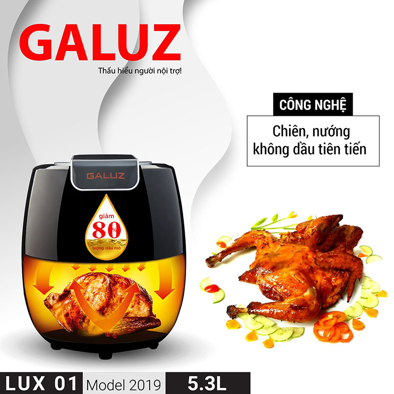 Nồi chiên không dầu điện tử cảm ứng Galuz LUX-01 (5,3 lít) nhập khẩu