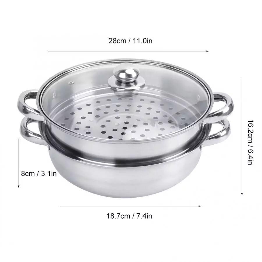 Xửng hấp inox cao cấp , Nồi lẩu kiêm hấp,Nồi hấp cách thủy,Xửng hấp 2 tầng đa năng