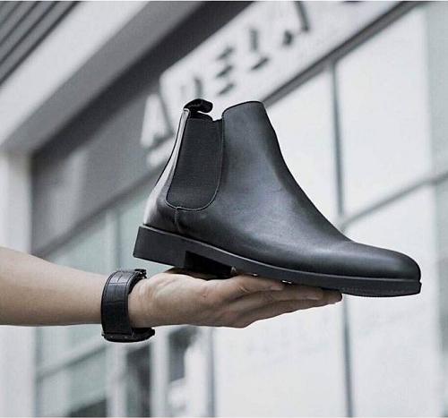 Giày Bốt Nam Cổ Cao Kiểu Dáng Chelsea Boot GD011- Đen Da Giày Việt Nam