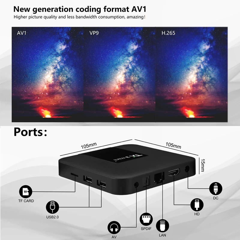 TX3 mini + có điều khiển giọng nói tiếng việt 2G Ram 16G Rom S905w2 single wifi Android 11 cài sẵn chương trình truyền hình cáp và xem phim HD miễn phí vĩnh viễn Hàng nhập khẩu