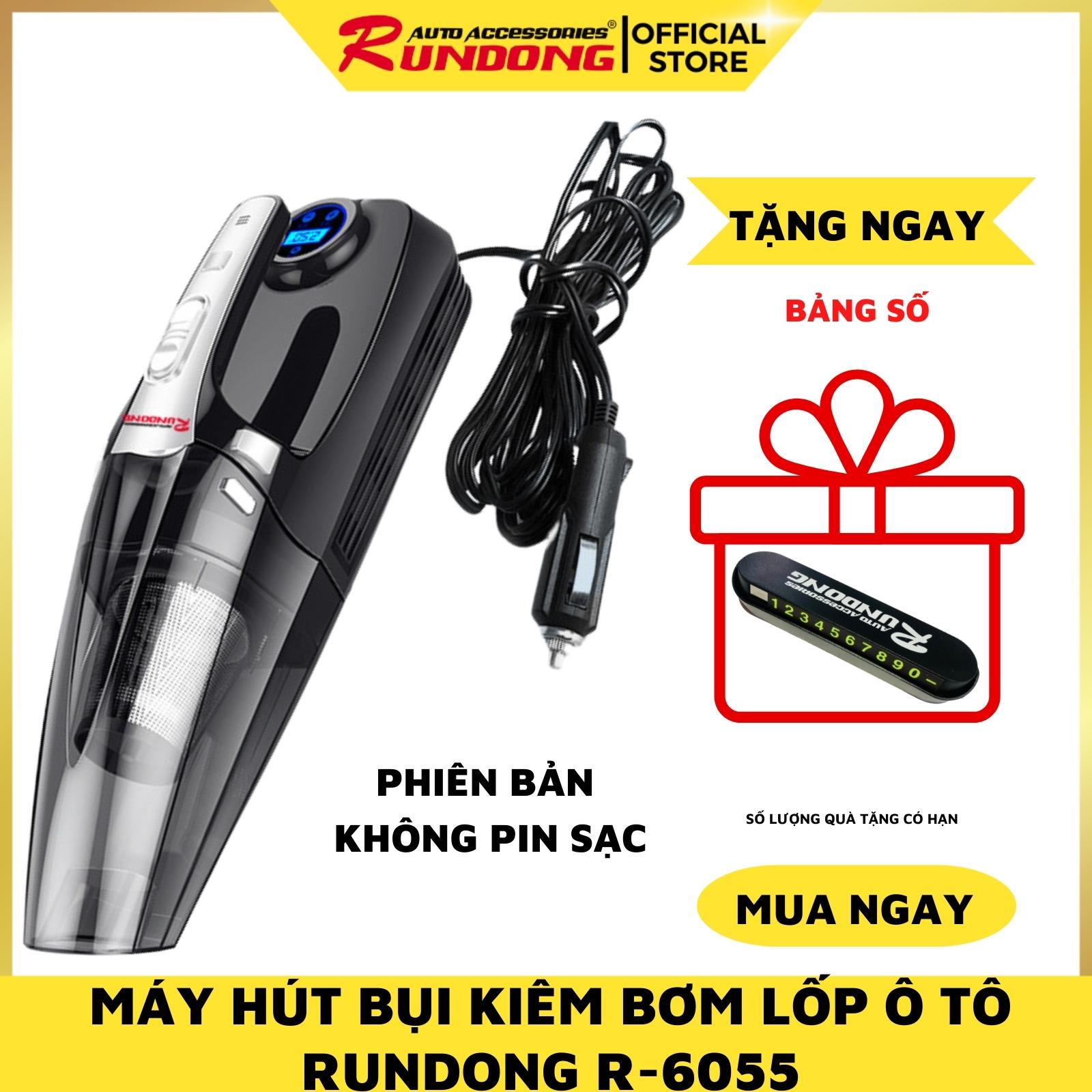 Máy hút bụi cầm tay kiêm bơm lốp ô tô RUNDONG R-6055 đa năng cao cấp | Công suất 120W, 4 in 1 . Tặng ngay bảng số ĐT