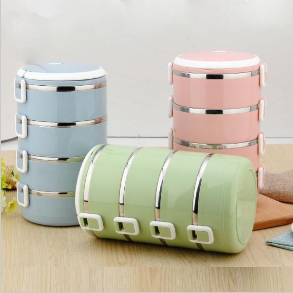Combo 2 Cặp Lồng Văn phòng, Hộp Cơm Văn Phòng Giữ Nhiệt Lúa Mạch 4 Tầng, Ruột inox