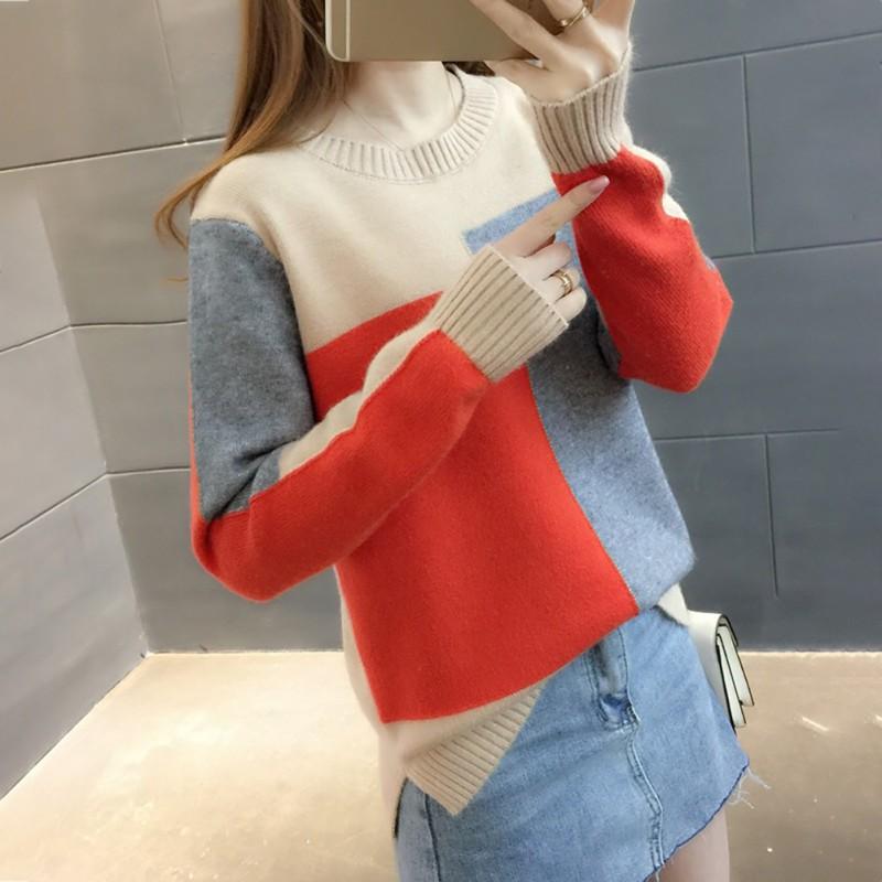 Áo Sweater dệt kim tay dài thiết kế đơn giản hợp thời trang