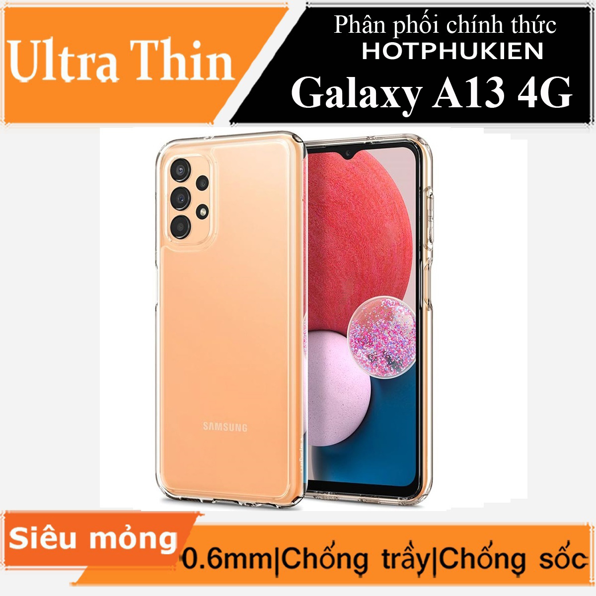 Ốp lưng silicon dẻo trong suốt mỏng 0.6mm cho Samsung Galaxy A13 hiệu Ultra Thin độ trong tuyệt đối chống trầy xước - Hàng nhập khẩu