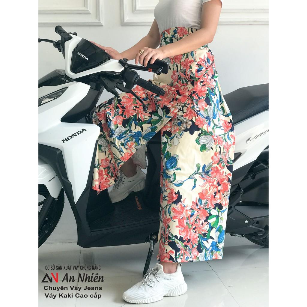Váy chống nắng freeSize kaki bông xẻ tà