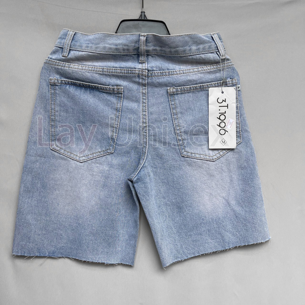 Quần Jean Shorts lai thả wax rách unisex