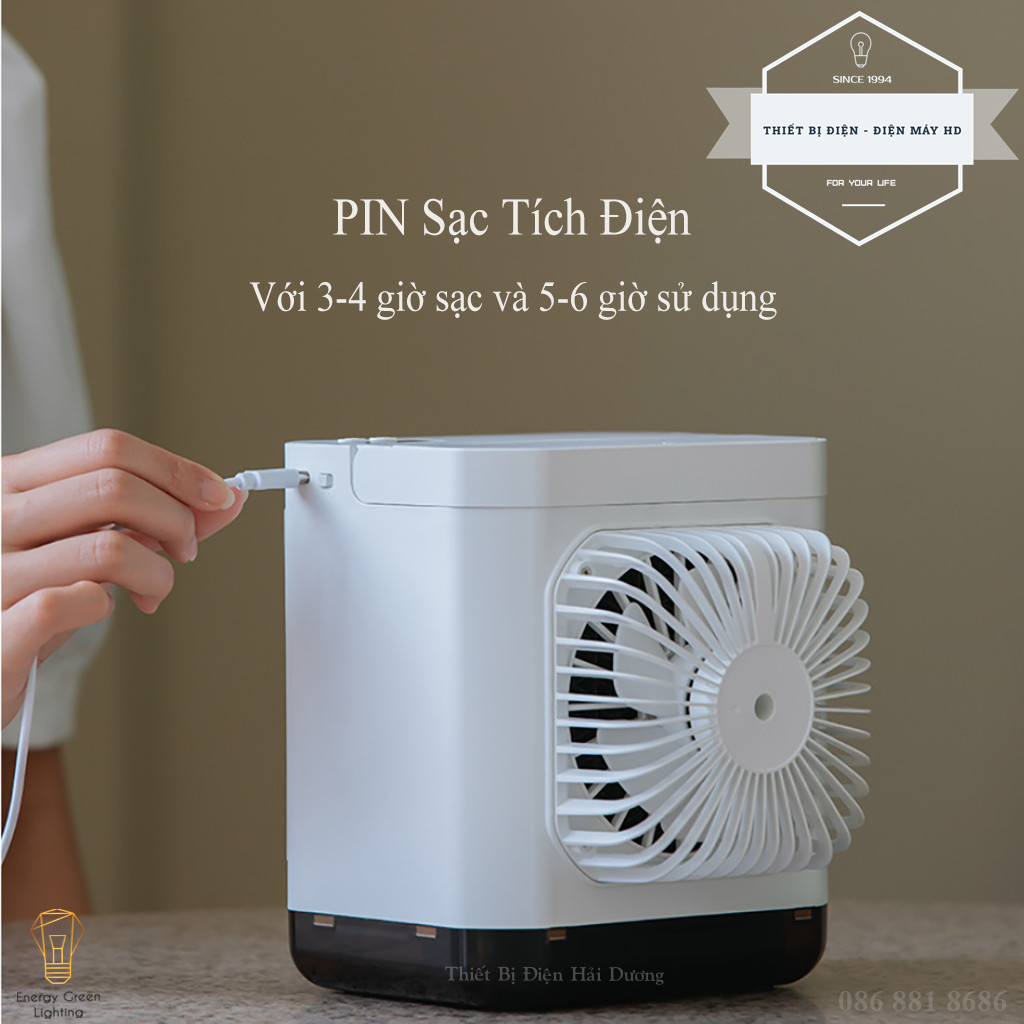 Quạt Điều Hòa Làm Mát Không Khí Mini WY-17 - Pin Sạc Tích Điện - Quạt Nước Mini Để Bàn - Quạt Làm Mát Không Khí Bay Hơi