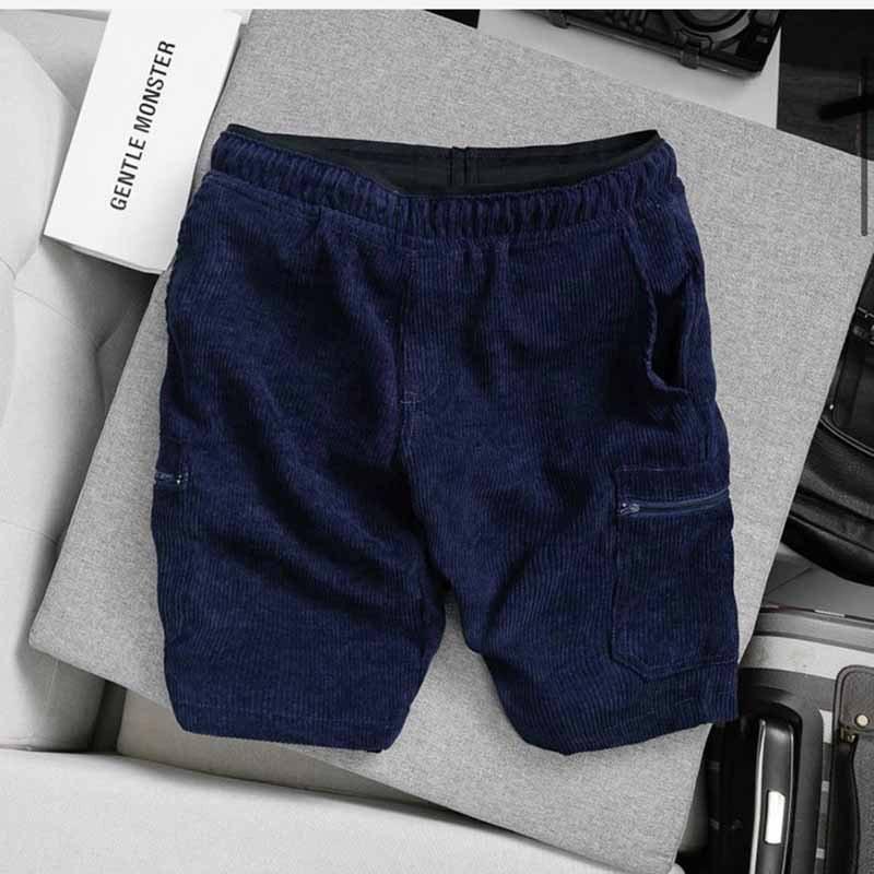 Quần Short Đùi túi hộp Nhung Tăm Nam Nữ lưng thun phối khóa kéo