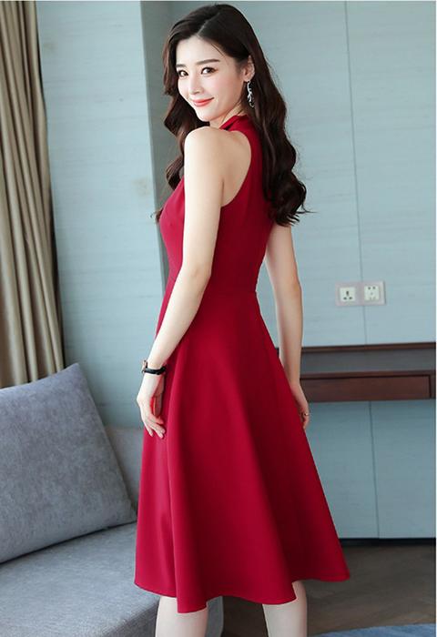 Đầm Xòe Công Sở Cổ Vest Thời Trang