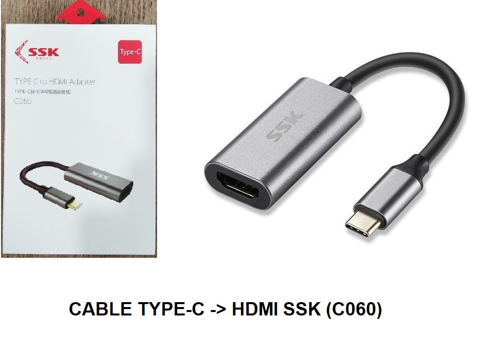 Cáp chuyển đổi Type C to HDMI SSK C060 Kết nối Laptop USB-C với Máy Chiếu - Hàng Nhập Khẩu