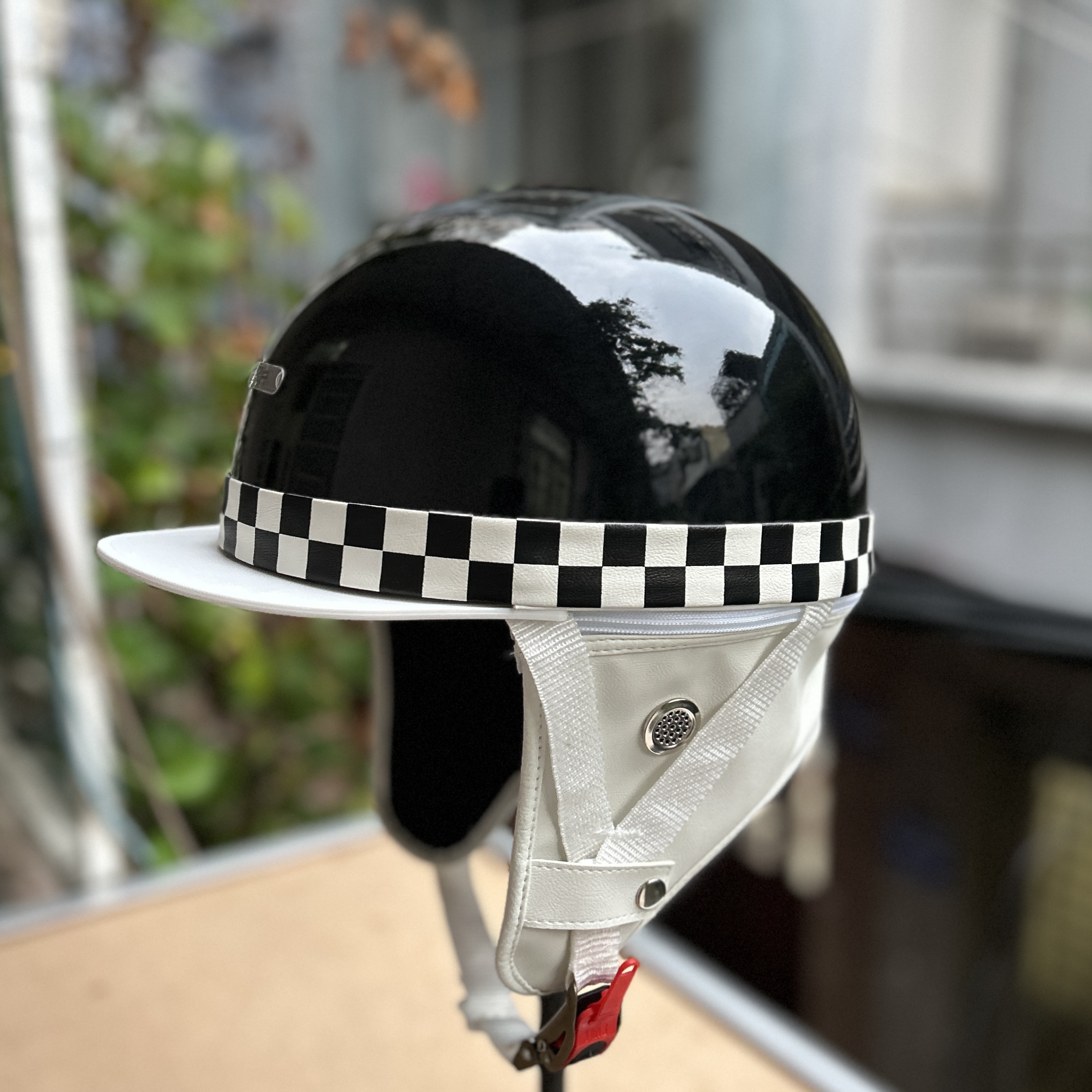Nón bảo hiểm xe máy 1/2 Rona Bosozoku Plus có ốp tai da phong cách Retro cho nam và nữ
