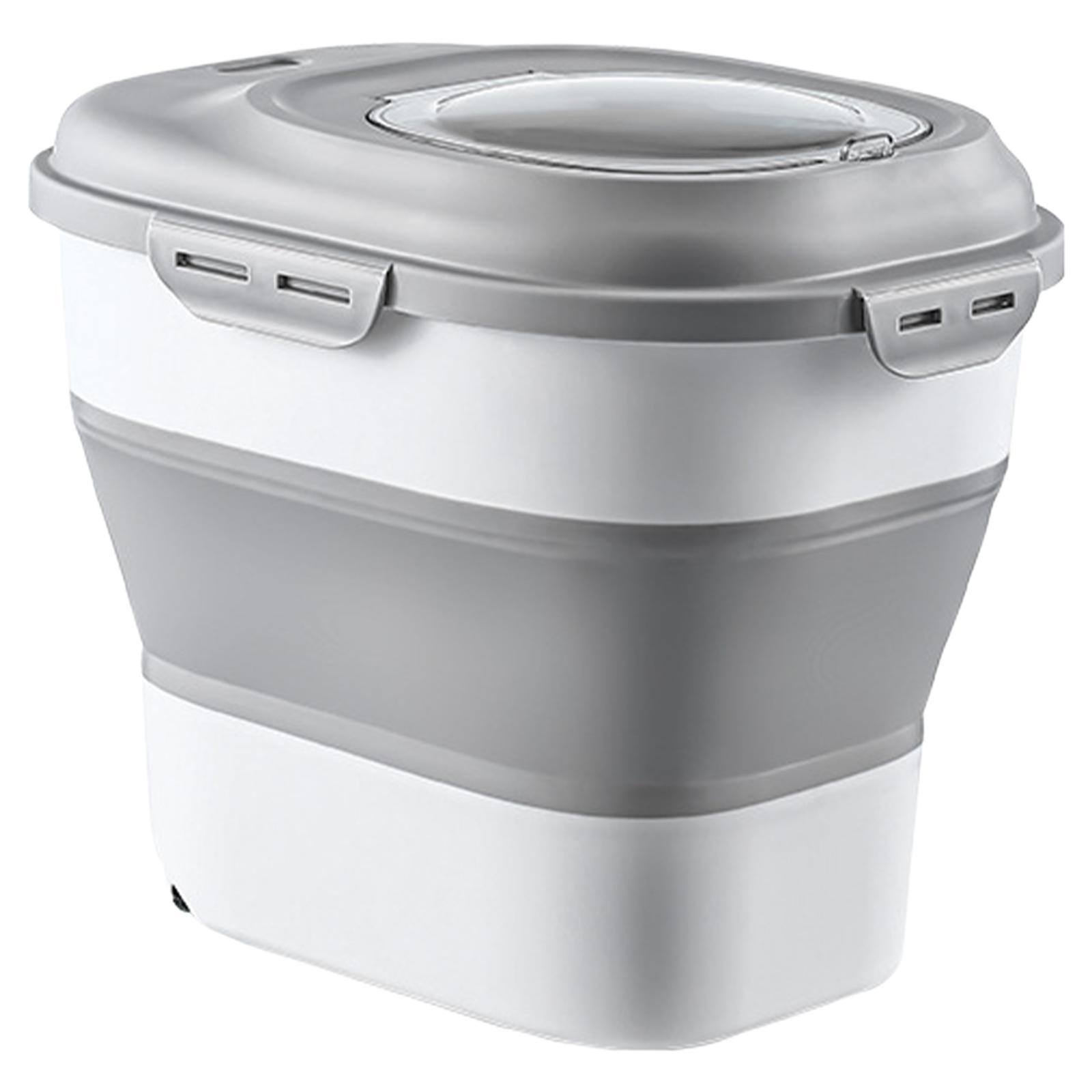 Foldable Rice Storage Container Rice Dispenser with Wheels for Grain Flour