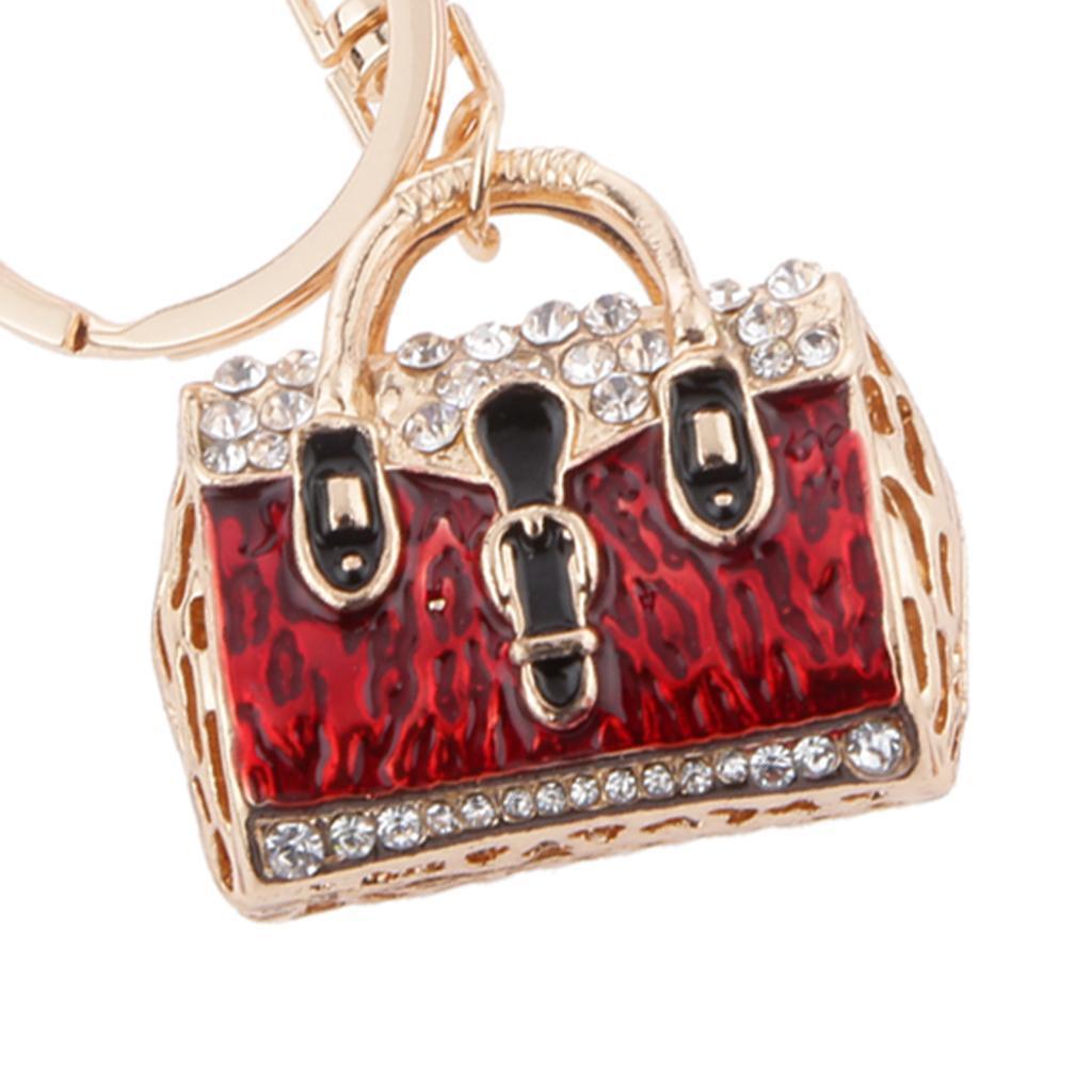 Rhinestone Crystal Fashion Ladies Handbag Keyring Keychain Purse Pendant Red