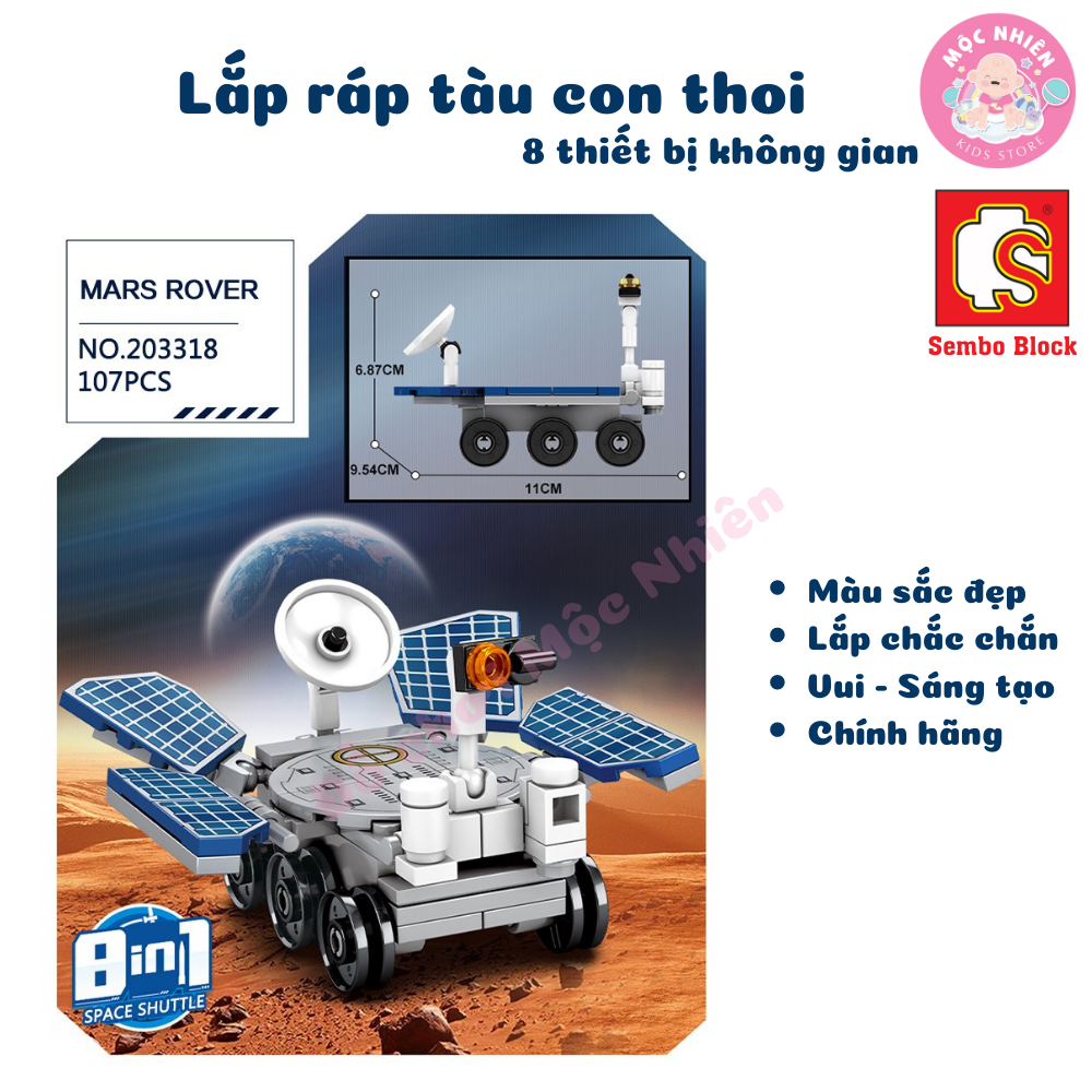 Đồ chơi lắp ráp xếp hình tàu con thoi Space Shuttle 8 trong 1 SEMBO BLOCK 203311 - 203318 (836 mảnh ghép)