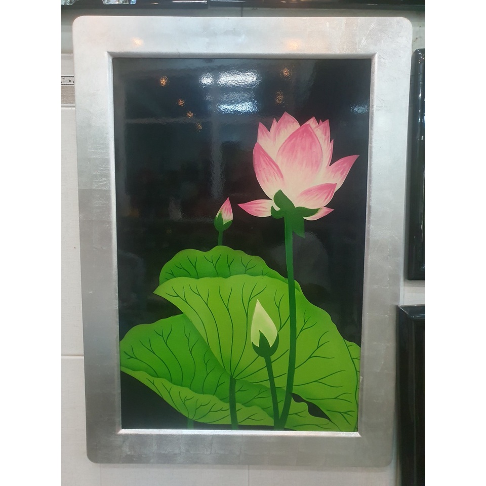 Tranh sơn mài họa tiết hoa sen, hoa hồng,... cao cấp size 40x60 cm