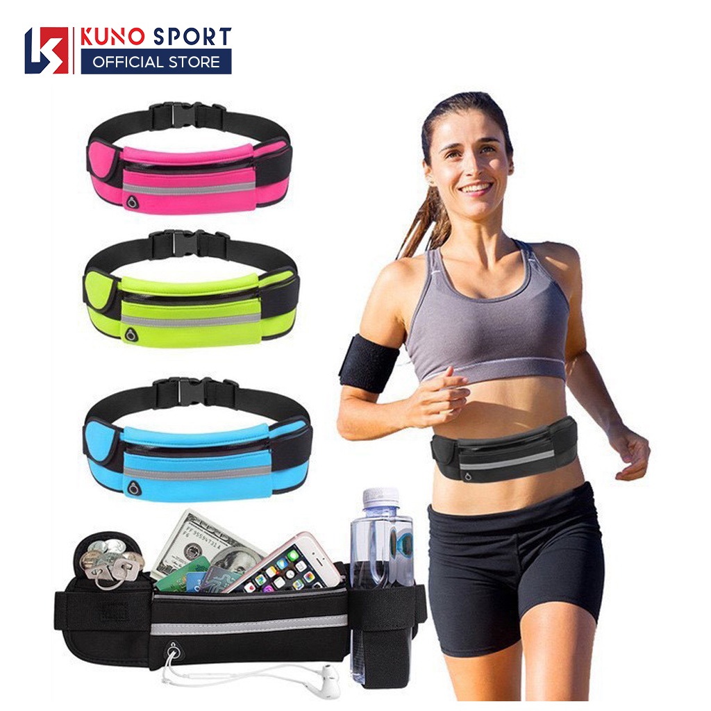 Túi đeo bụng chạy bộ chống nước KUNOSPORT, đai đeo điện thoại chạy bộ phản quang cao cấp