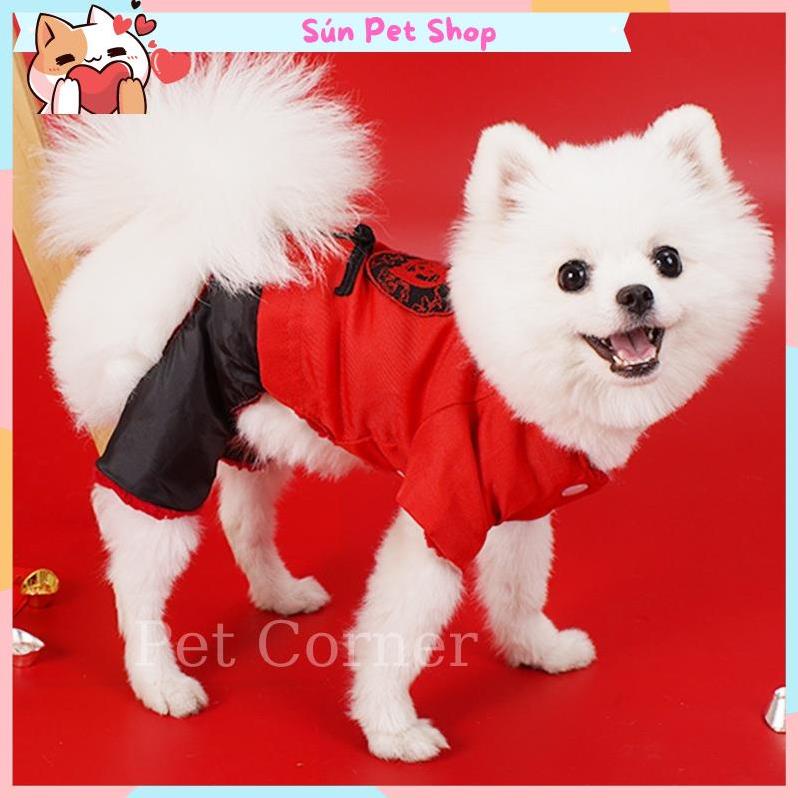 Quần áo Tết cho chó mèo, bộ đồ Tết lót lông cho thú cưng