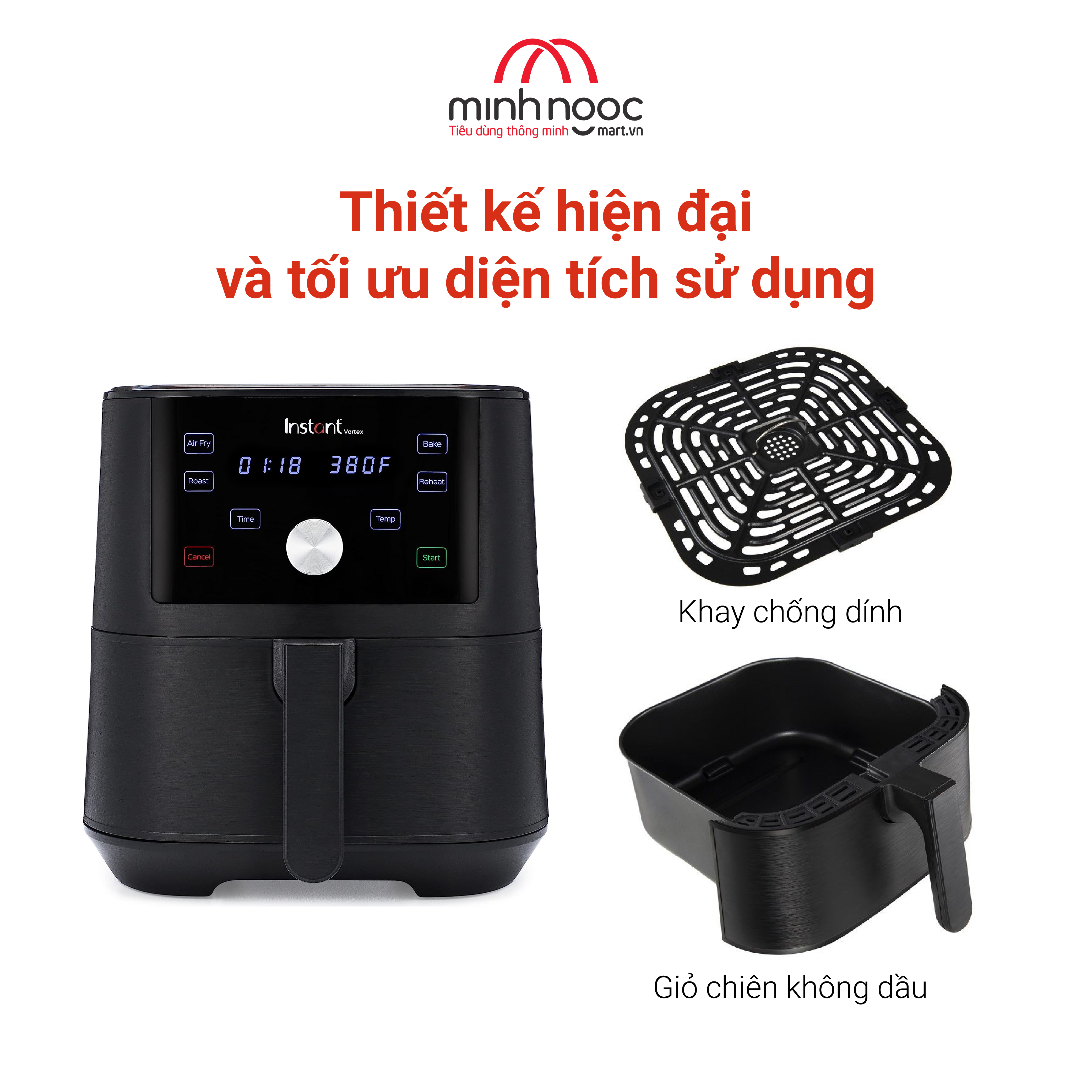 Nồi Áp Suất Điện Đa Năng Instant Pot Essential dung tích 5.7 lít. 9 chức năng trong 1 & Nồi chiên không dầu Instant Vortex dung tích 5.7 lít. 4 chức năng trong 1