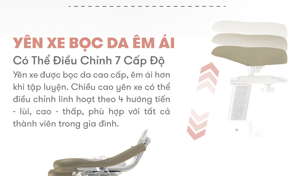 Xe Đạp Tập Thể Dục ELIP Pasteur chính hãng, kháng lực từ, truyền động dây curoa bền bỉ