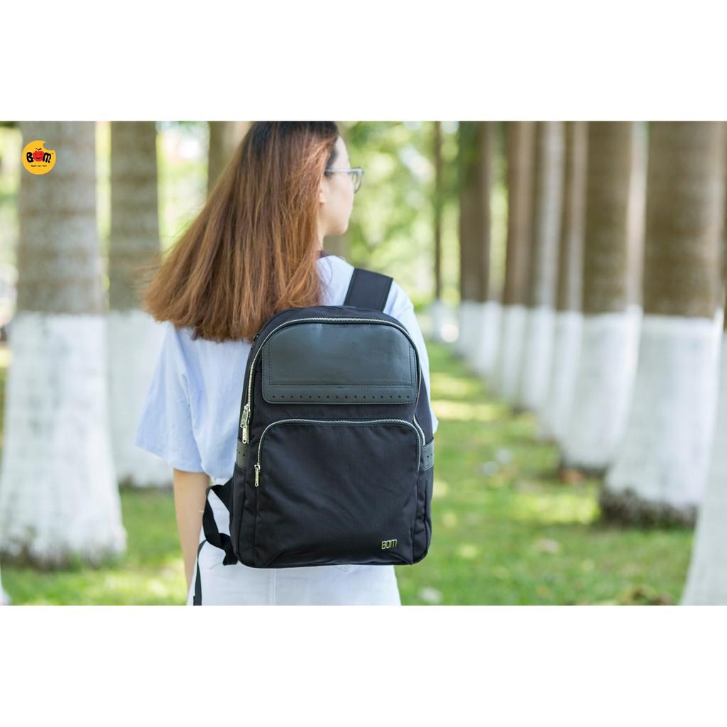Balo học sinh, công sở chất dù phối da thời trang cao cấp, thiết kế basic dễ thương - BOM