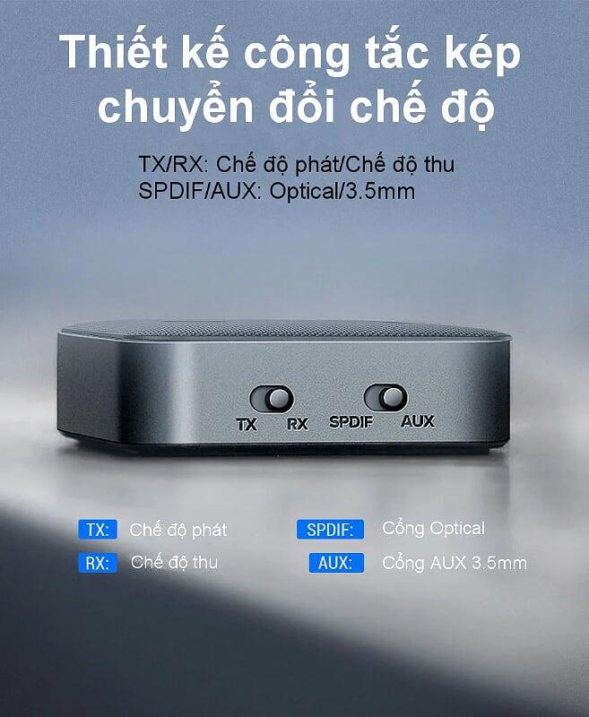 Ugreen UG70158CM144TK v5.0 bộ nhận và phát bluetooth transmitter - receiver hỗ trợ spdif optical + 3.5mm và aptx - HÀNG CHÍNH HÃNG