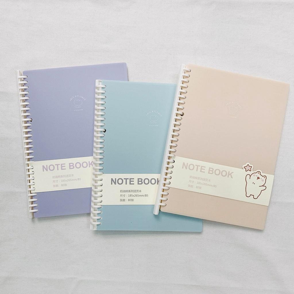 Sổ Còng Binder Màu Pastel Giấy Caro Grid Ô Vuông - Sổ Còng Thay Giấy Được màu Tím Hồng Nhạt Xanh Biển size A5 - B5