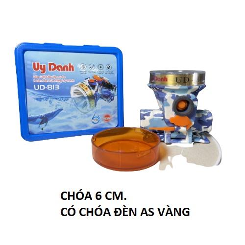 Đèn đội, đèn pin đội đầu chống nước UD-813 - đèn có kính giúp sài thêm ánh sáng vàng.