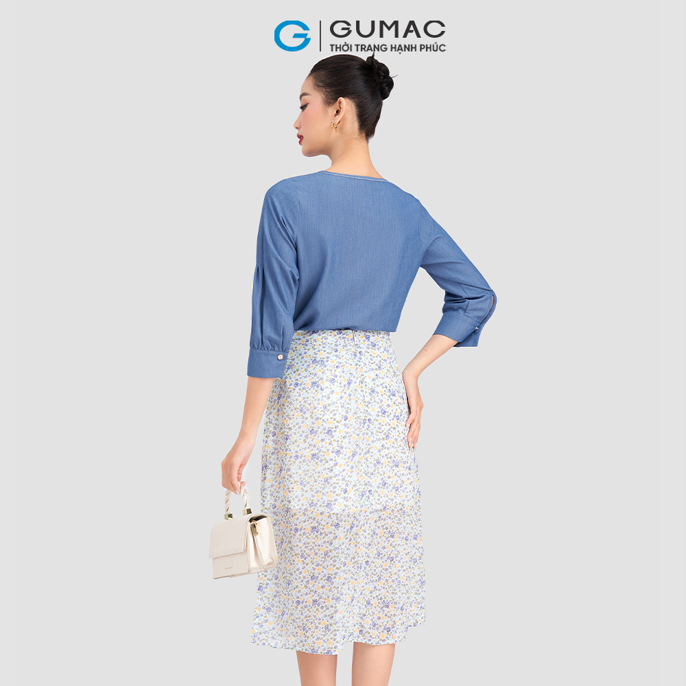 Chân váy midi xẻ tà GUMAC LVD0303