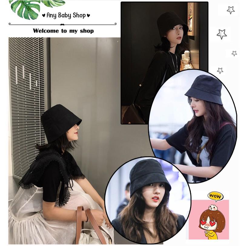 Mũ nón Bucket đen vành ngắn ,sụp như Hottrend Idol -có dây rút phía trong