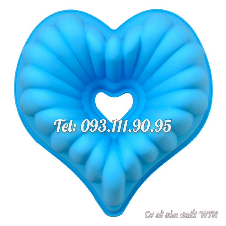 Khuôn silicon làm đế bánh, rau câu hình tim gợn sóng có lõi - Loại 30 cm - Mã số 1189