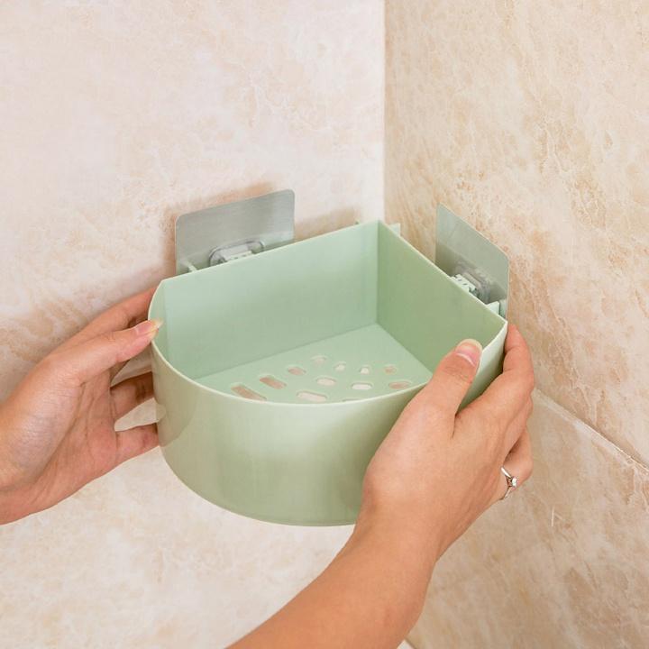 Kệ, giá để đồ nhà tắm, nhà bếp bằng nhựa dán tường tiện lợi, giá rẻ, màu sắc tùy chọn