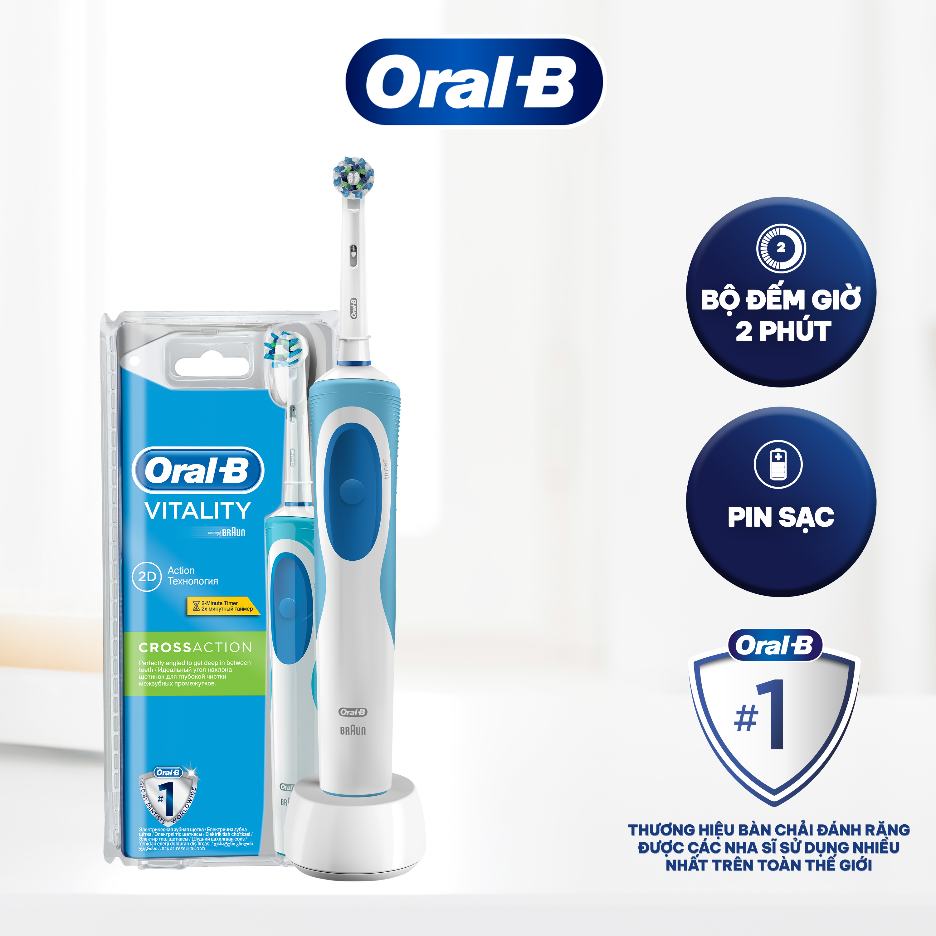 Bàn chải điện ORAL-B Vitality Cross Action Làm Sạch Từng Kẽ Răng