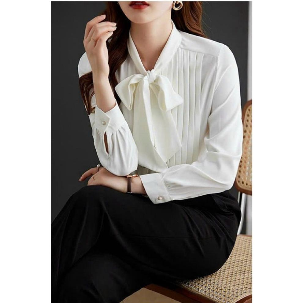 ÁO SƠ MI NỮ DẬP LY PHỐI NƠ CAO CẤP