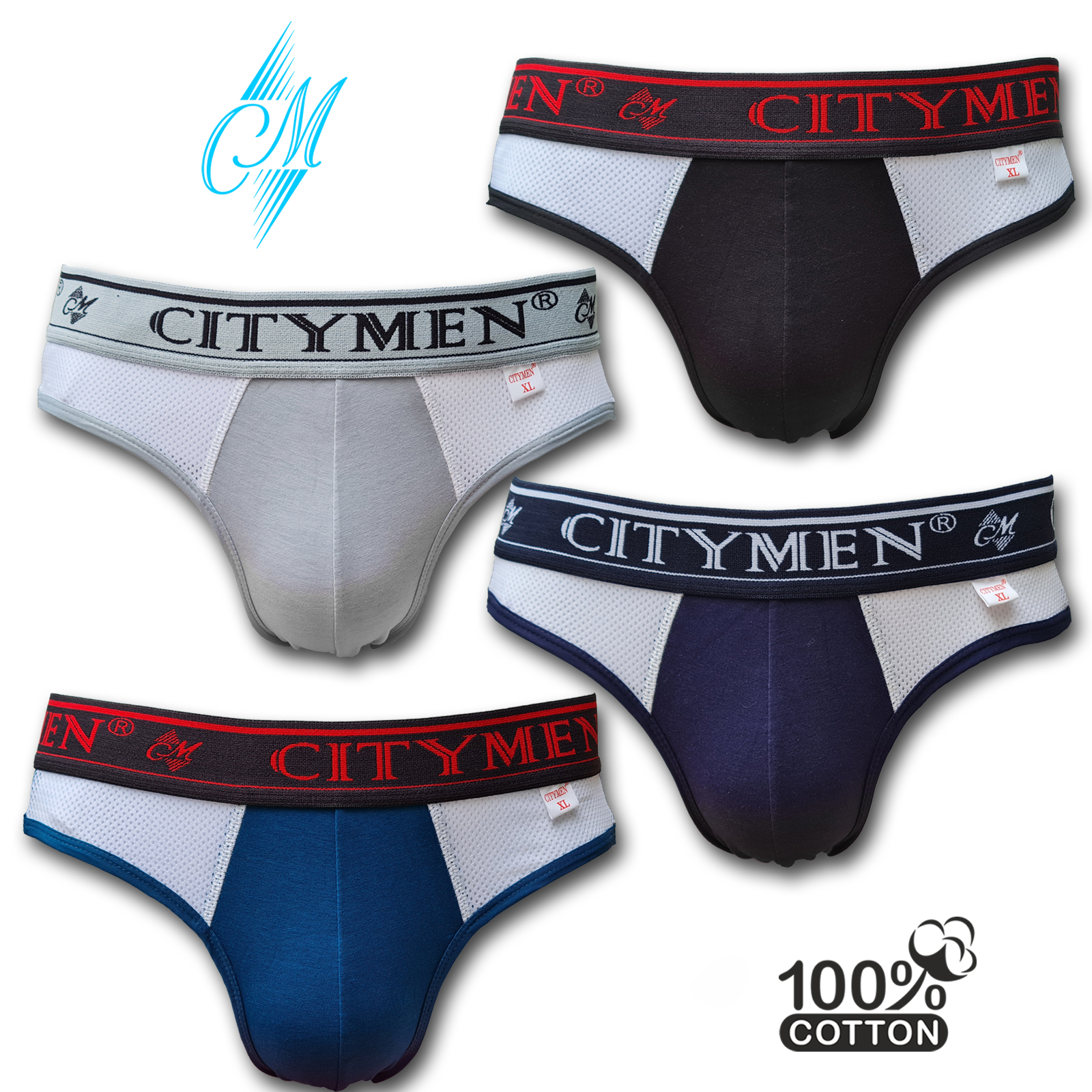 Combo 4 quần lót nam cao cấp | cotton phối lưới CITYMEN | quần lót nam | Cạp cao 4cm co giản 4 chiều | Giao màu ngẫu nhiên