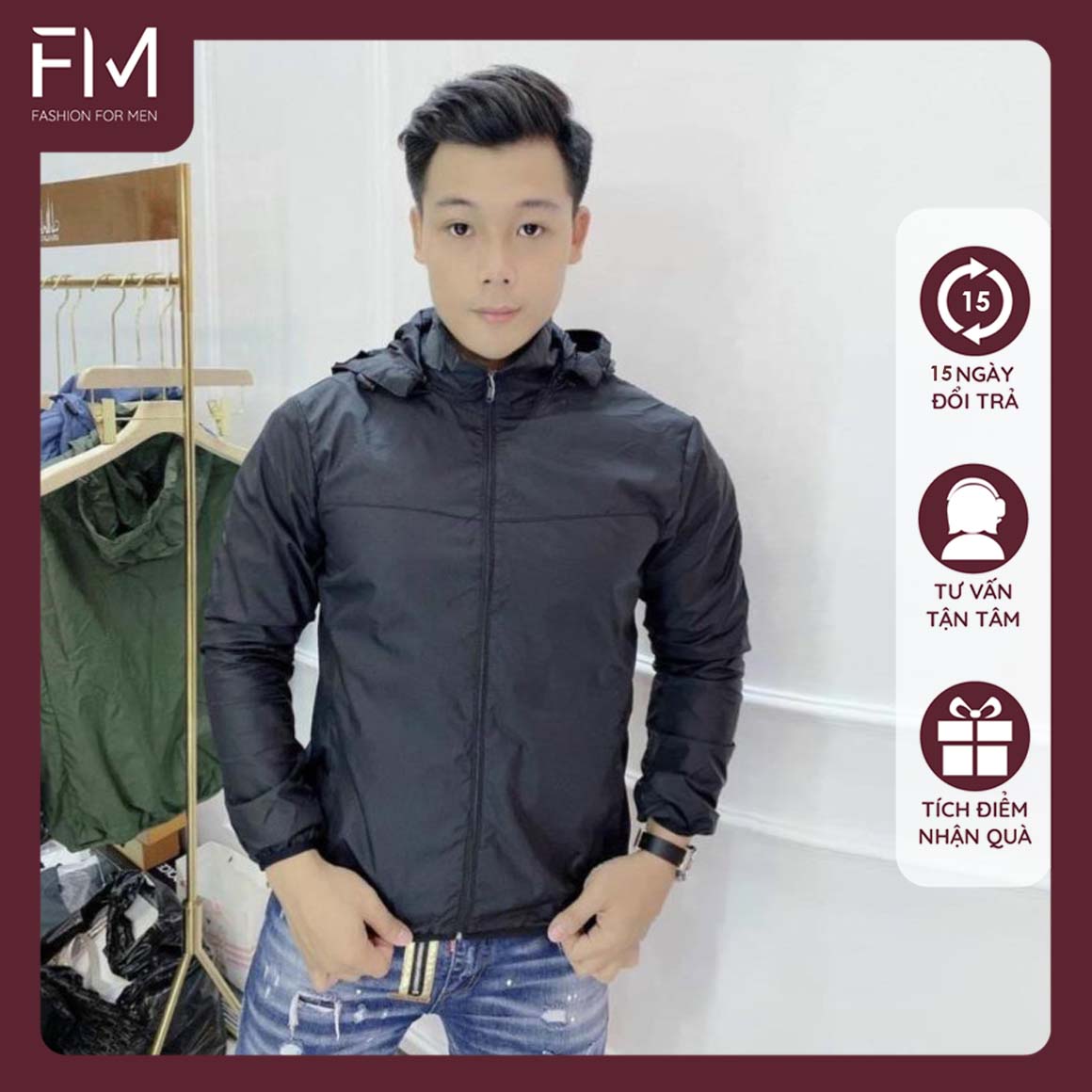 Áo khoác dù nam, áo gió nam cao cấp, chống nắng, chống bám bụi – FORMEN SHOP – FMHN005