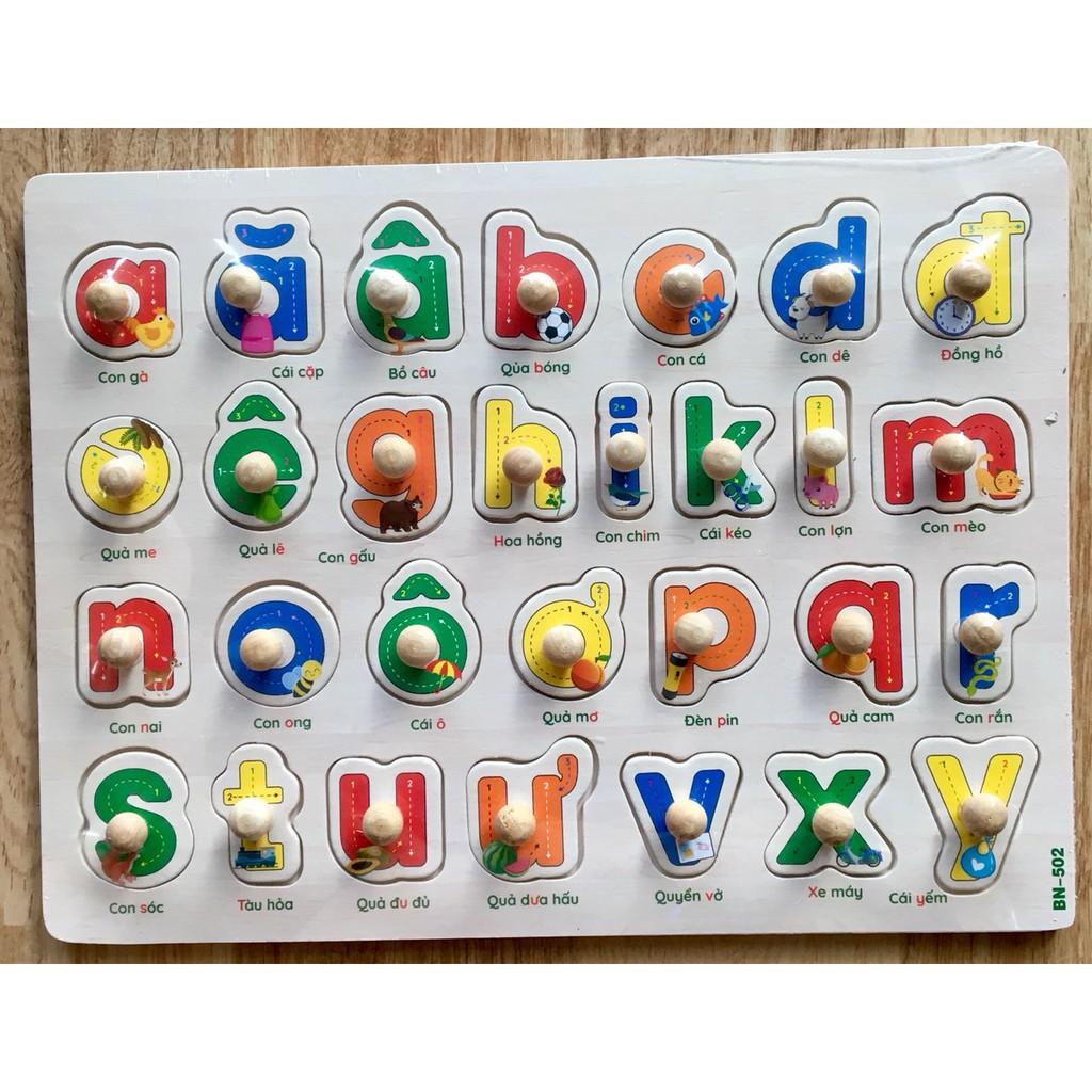 Bảng chữ cái Tiếng Việt gỗ có núm cầm 20x30 cm cho bé