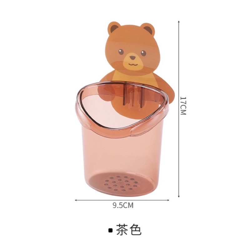 Cốc Gấu, Ly Gấu Đựng Bàn Chải Kem Đánh Răng Dán Tường Nhà Tắm Siêu Chắc