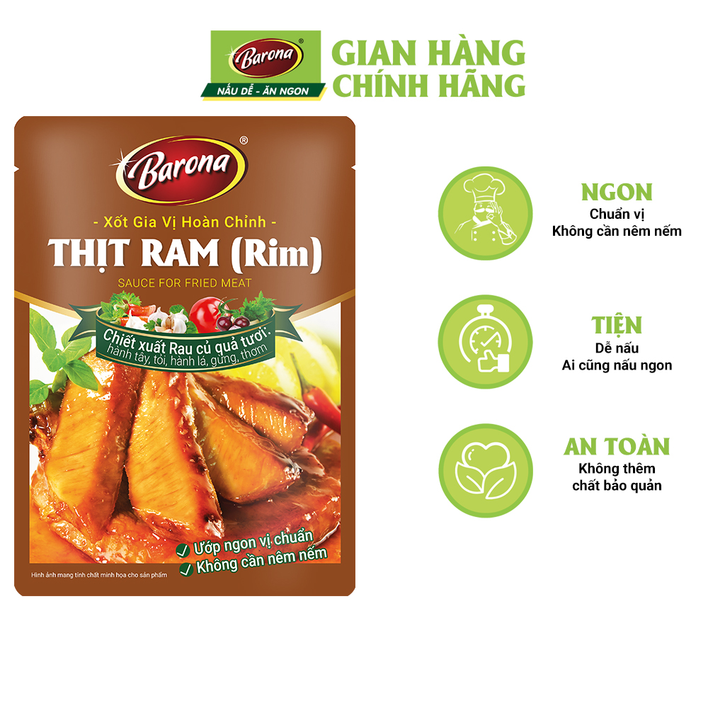 Combo 3 gói Xốt Gia vị hoàn chỉnh Barona - Thịt Ram 80gr