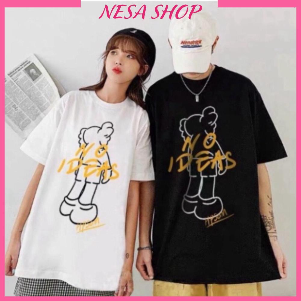 Áo thun unisex nam nữ form rộng tay lỡ NO IDEAS freesize 40-70kg, áo phông nam nữ NeSa Shop