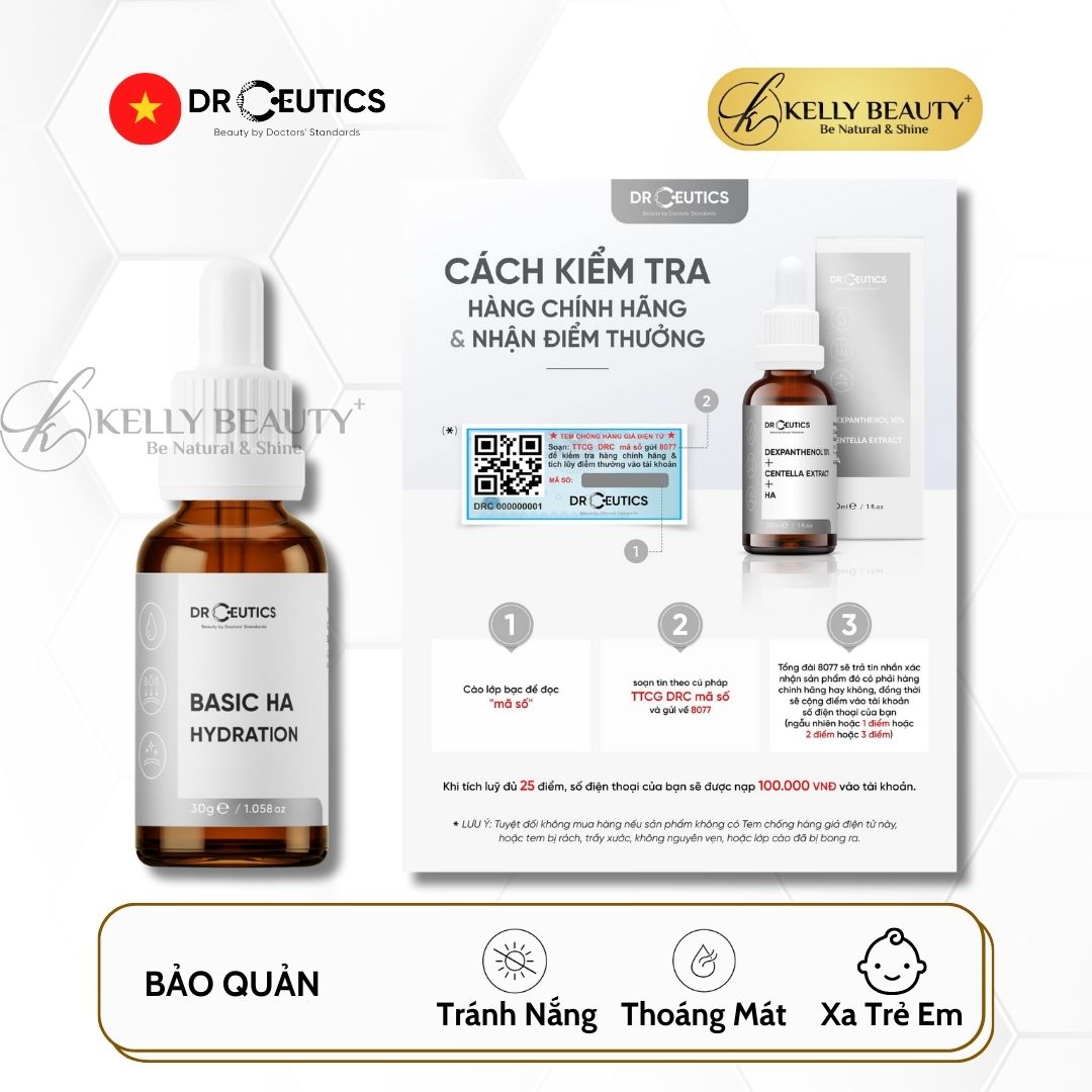 Serum Basic HA Hydration Drceutics - Cấp Ẩm, Nuôi Dưỡng, Mềm Mịn Cho Da Dầu Mụn | Kelly Beauty