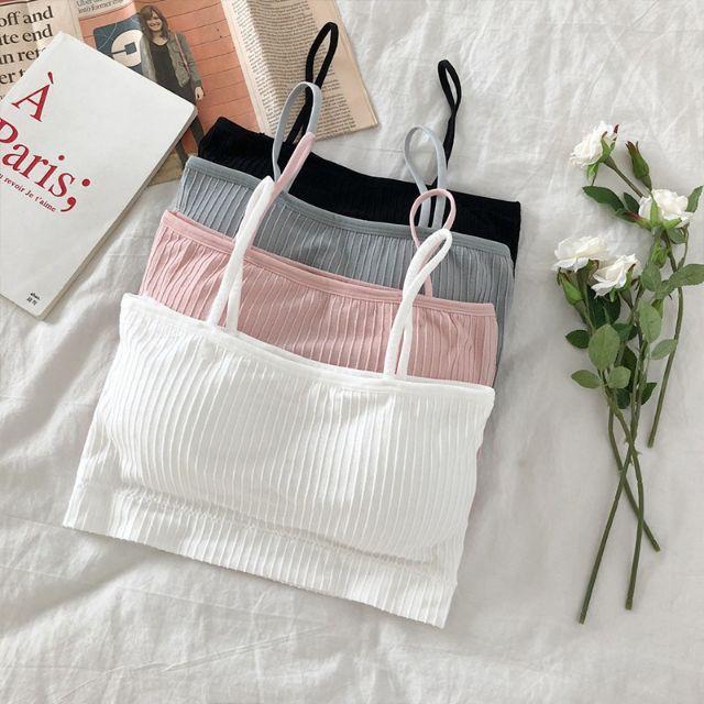 Hàng loaị 1- Áo lót, áo bra quây gân tăm hai dây chất cotton siêu thấm hút