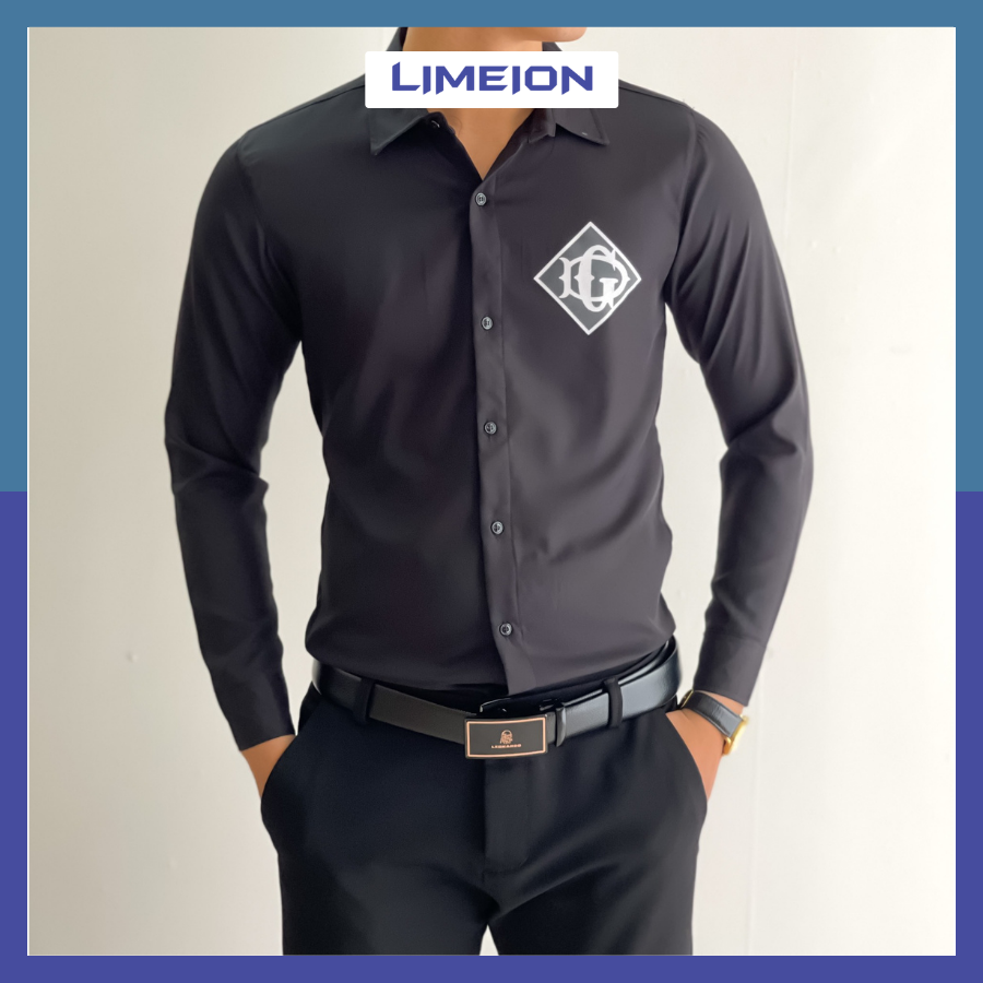 Áo Sơ Mi Dài Tay Công Sở In Thêu Logo DG LIMEION FASHION Kiểu Dáng Hiện Đại Thanh Lịch Trẻ Trung  ITTD06