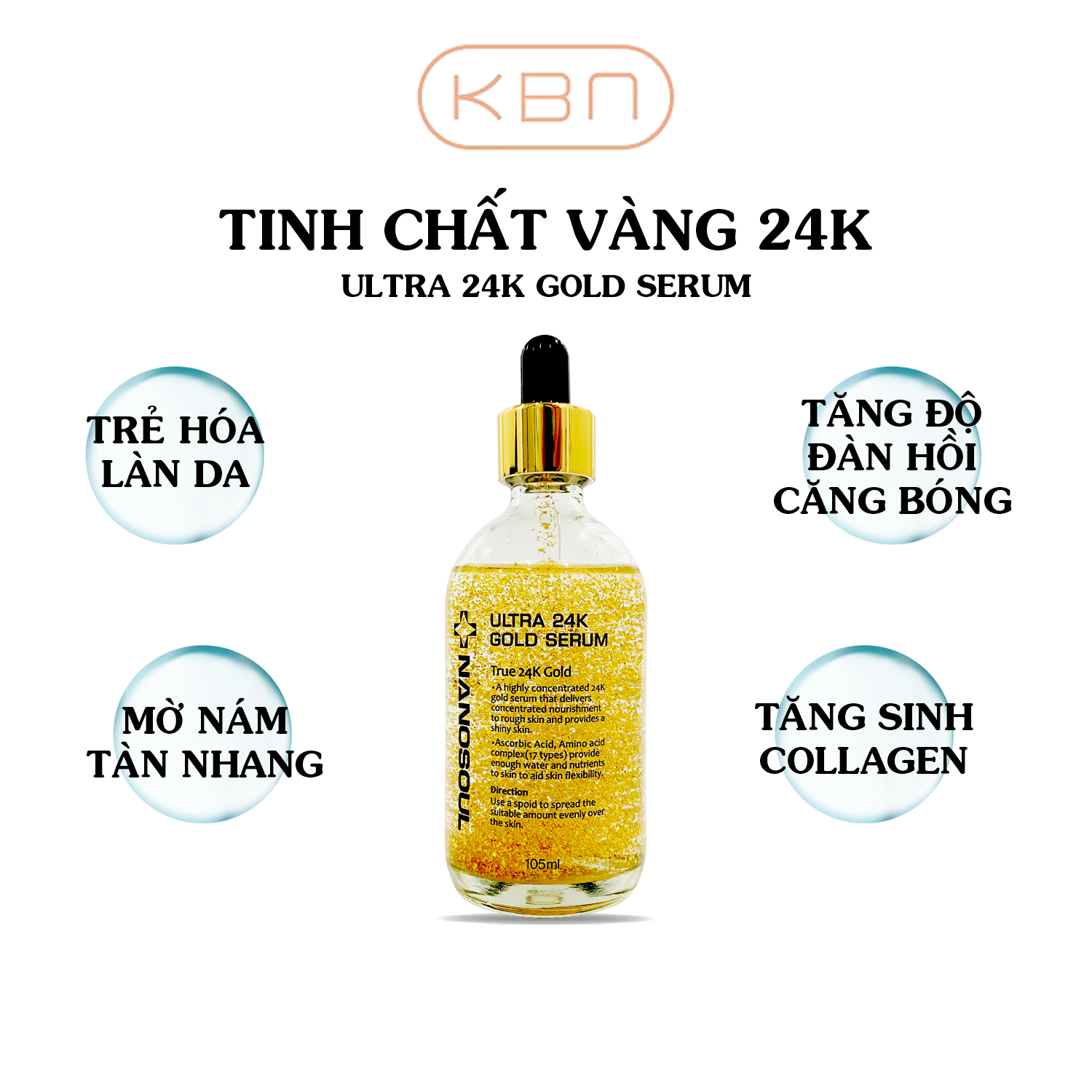 Tinh Chất Vàng 24k Hàn Quốc - Ultra 24k Gold Serum Nanosoul - Chống Lão Hóa, Xóa Nhăn - 105ml (Hàng Chính Hãng)